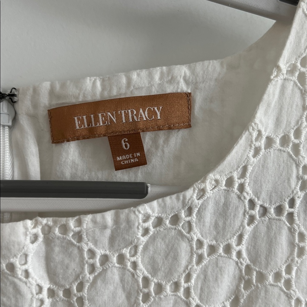 Ellen Tracy White Eyelet Dress 6 - Picture 4 of 7